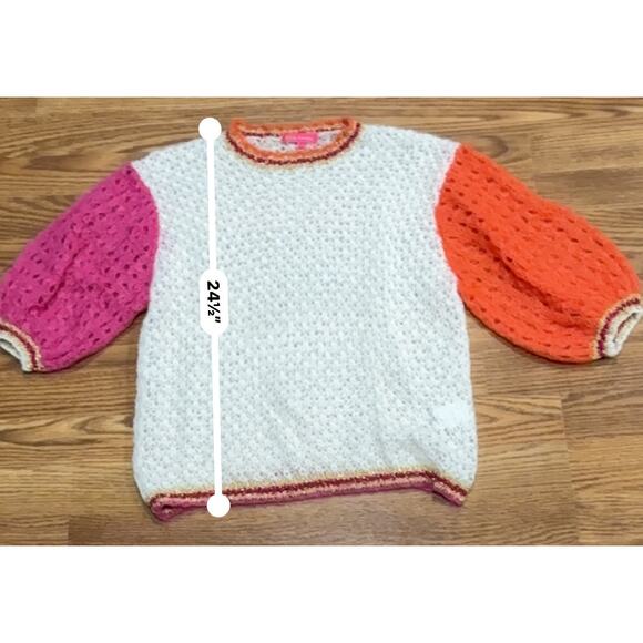 Rose Carmine's COLOR-BLOCK METALLIC MOHAIR-BLEND SWEATER IN WHITE size 1 - Picture 4 of 8
